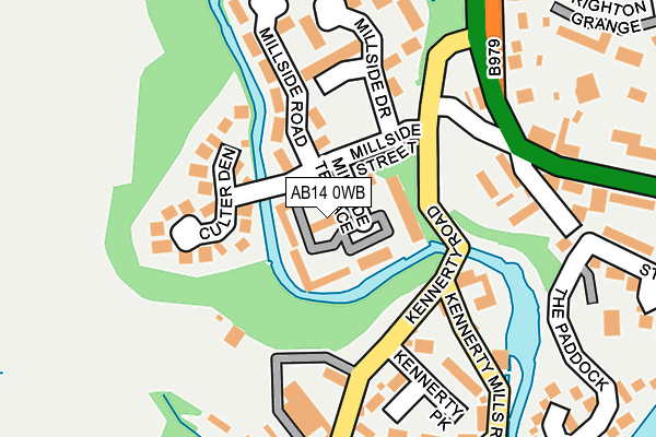 AB14 0WB map - OS OpenMap – Local (Ordnance Survey)