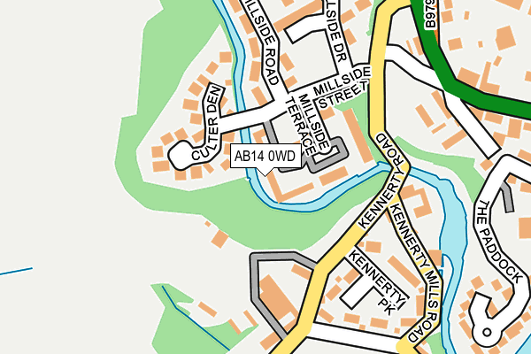 AB14 0WD map - OS OpenMap – Local (Ordnance Survey)