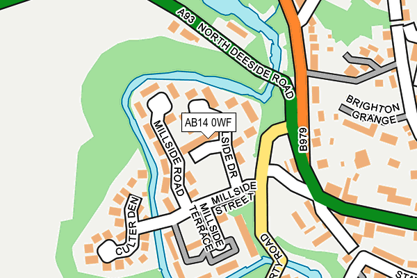 AB14 0WF map - OS OpenMap – Local (Ordnance Survey)