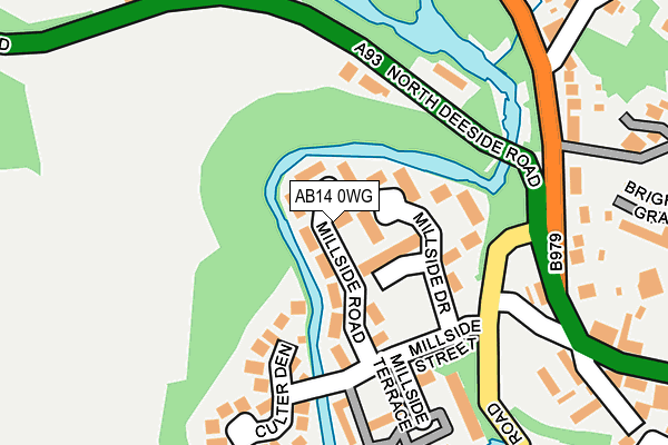 AB14 0WG map - OS OpenMap – Local (Ordnance Survey)