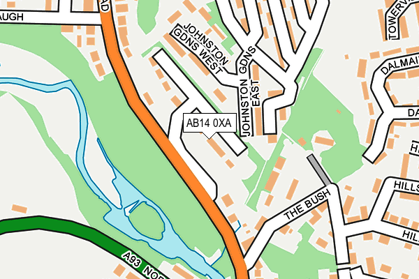 AB14 0XA map - OS OpenMap – Local (Ordnance Survey)