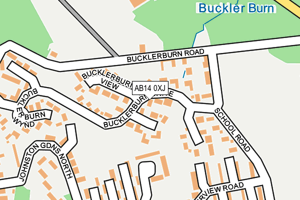 AB14 0XJ map - OS OpenMap – Local (Ordnance Survey)