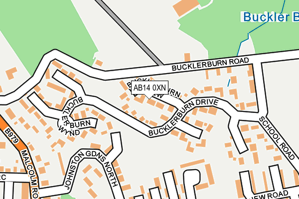 AB14 0XN map - OS OpenMap – Local (Ordnance Survey)