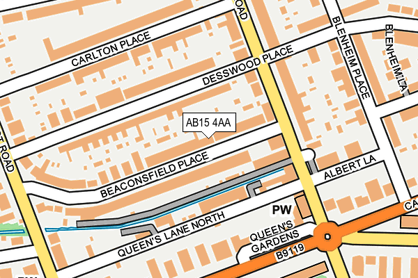 AB15 4AA map - OS OpenMap – Local (Ordnance Survey)