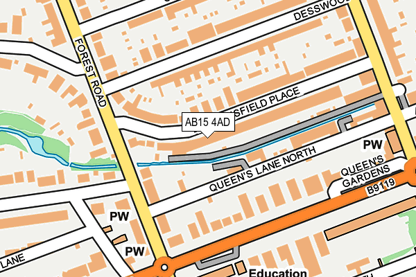 AB15 4AD map - OS OpenMap – Local (Ordnance Survey)