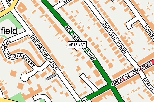 AB15 4ST map - OS OpenMap – Local (Ordnance Survey)