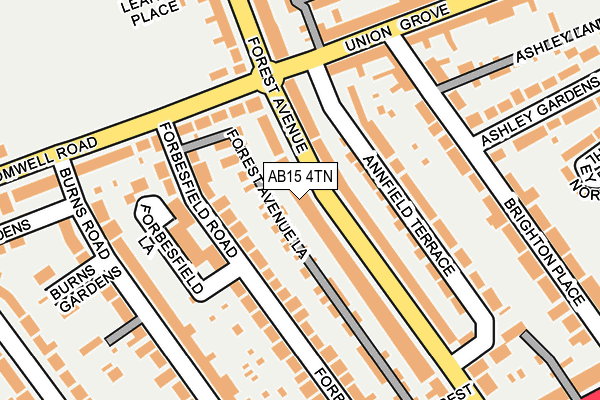 AB15 4TN map - OS OpenMap – Local (Ordnance Survey)