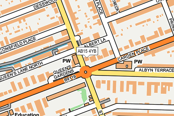 AB15 4YB map - OS OpenMap – Local (Ordnance Survey)