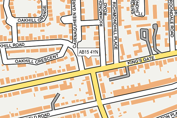 AB15 4YN map - OS OpenMap – Local (Ordnance Survey)