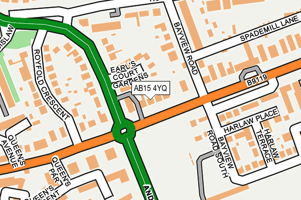 AB15 4YQ map - OS OpenMap – Local (Ordnance Survey)