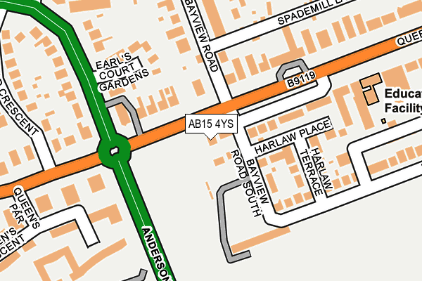 AB15 4YS map - OS OpenMap – Local (Ordnance Survey)