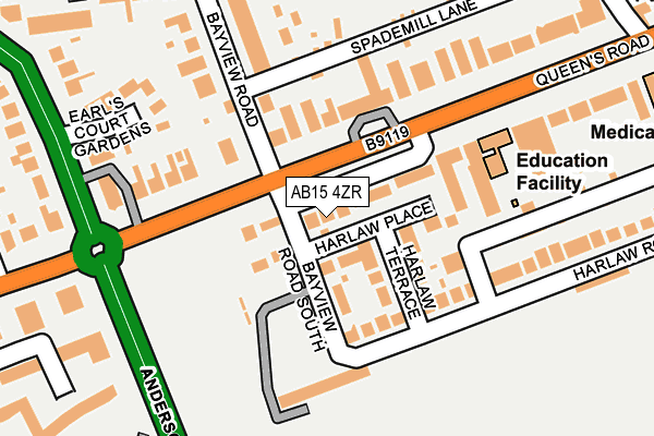 AB15 4ZR map - OS OpenMap – Local (Ordnance Survey)