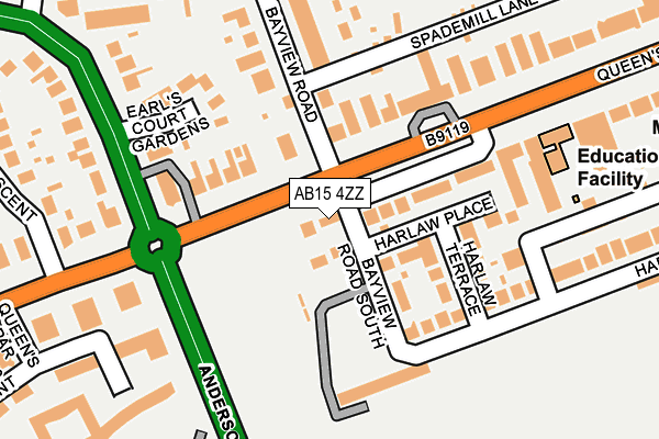 AB15 4ZZ map - OS OpenMap – Local (Ordnance Survey)