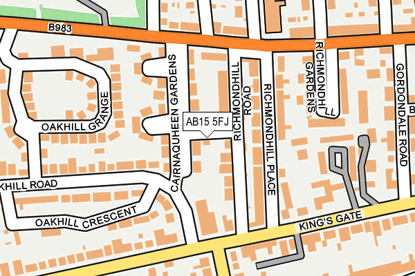 AB15 5FJ map - OS OpenMap – Local (Ordnance Survey)