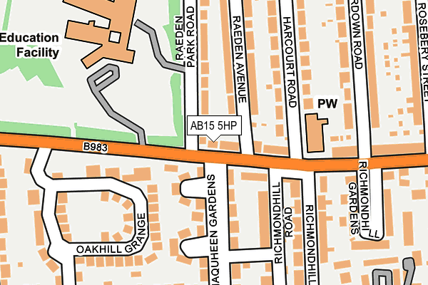 AB15 5HP map - OS OpenMap – Local (Ordnance Survey)