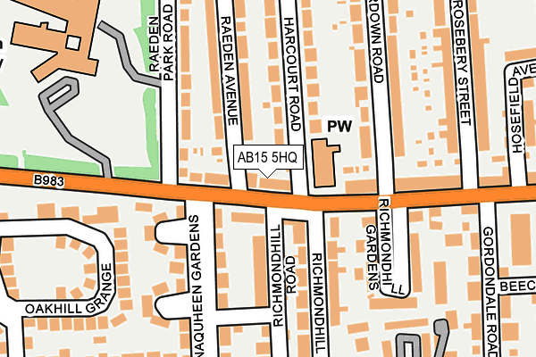 AB15 5HQ map - OS OpenMap – Local (Ordnance Survey)