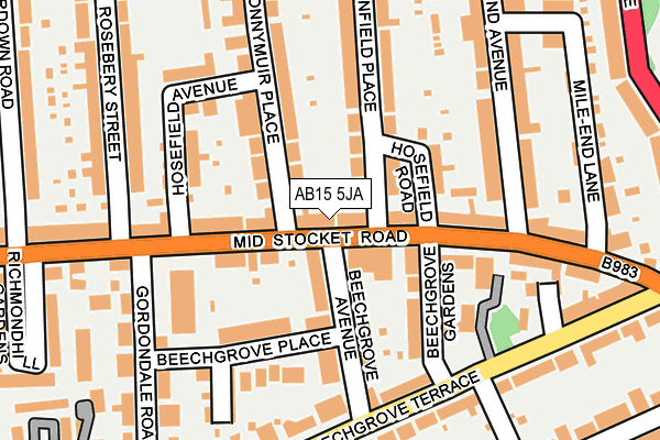 AB15 5JA map - OS OpenMap – Local (Ordnance Survey)