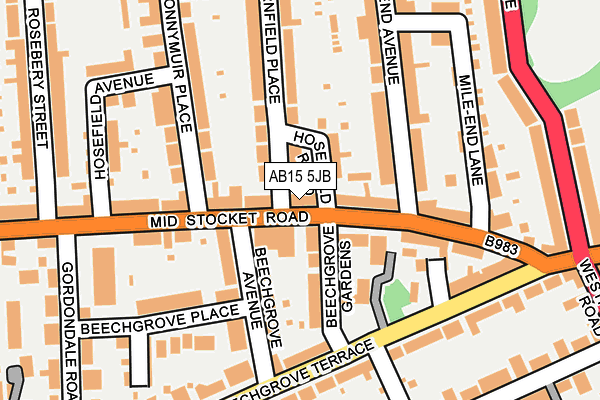 AB15 5JB map - OS OpenMap – Local (Ordnance Survey)