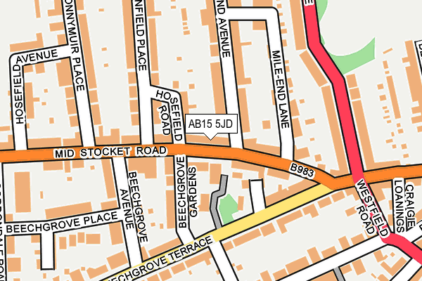 AB15 5JD map - OS OpenMap – Local (Ordnance Survey)