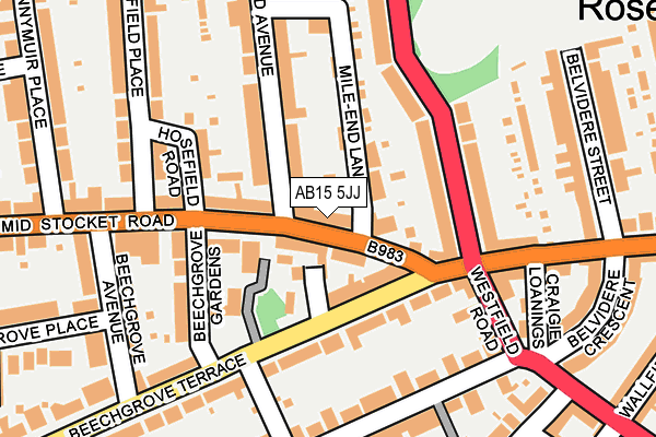 AB15 5JJ map - OS OpenMap – Local (Ordnance Survey)