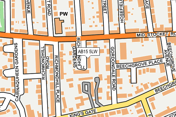 AB15 5LW map - OS OpenMap – Local (Ordnance Survey)