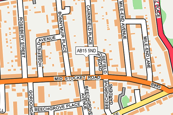 AB15 5ND map - OS OpenMap – Local (Ordnance Survey)