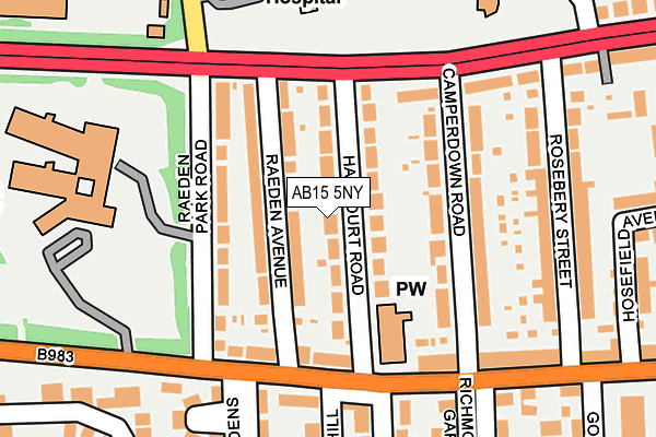 AB15 5NY map - OS OpenMap – Local (Ordnance Survey)