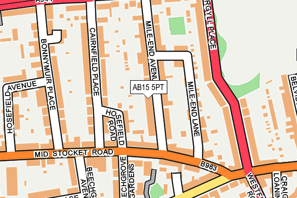 AB15 5PT map - OS OpenMap – Local (Ordnance Survey)
