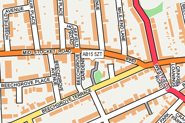 AB15 5ZT map - OS OpenMap – Local (Ordnance Survey)