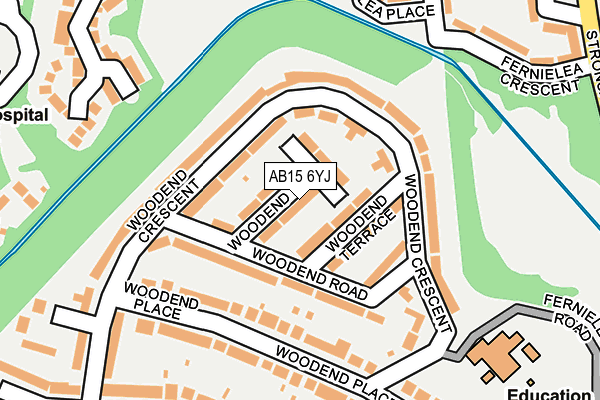 AB15 6YJ map - OS OpenMap – Local (Ordnance Survey)