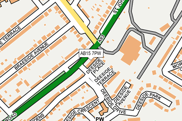 AB15 7PW map - OS OpenMap – Local (Ordnance Survey)