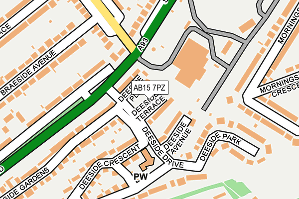 AB15 7PZ map - OS OpenMap – Local (Ordnance Survey)