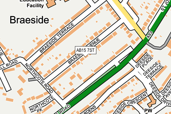 AB15 7ST map - OS OpenMap – Local (Ordnance Survey)