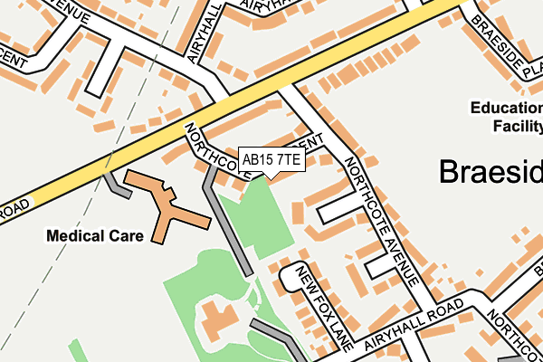 AB15 7TE map - OS OpenMap – Local (Ordnance Survey)