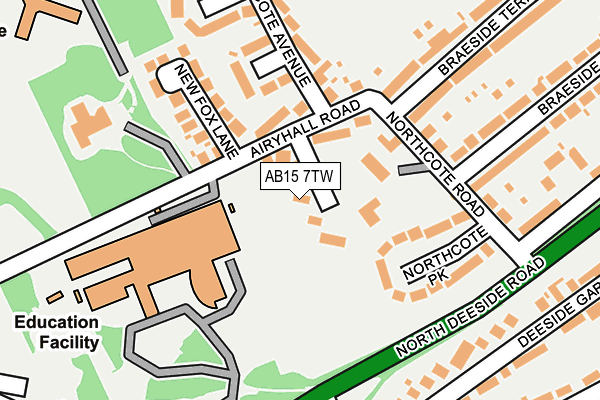 AB15 7TW map - OS OpenMap – Local (Ordnance Survey)
