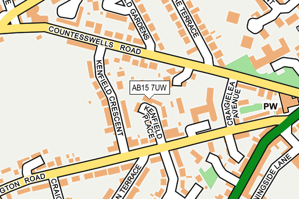 AB15 7UW map - OS OpenMap – Local (Ordnance Survey)