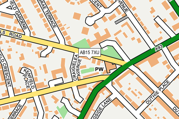 AB15 7XU map - OS OpenMap – Local (Ordnance Survey)