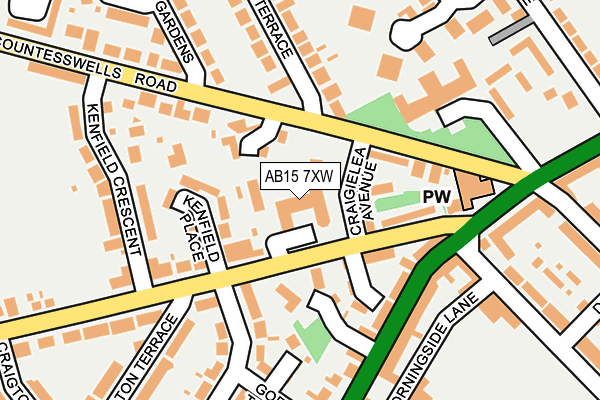 AB15 7XW map - OS OpenMap – Local (Ordnance Survey)