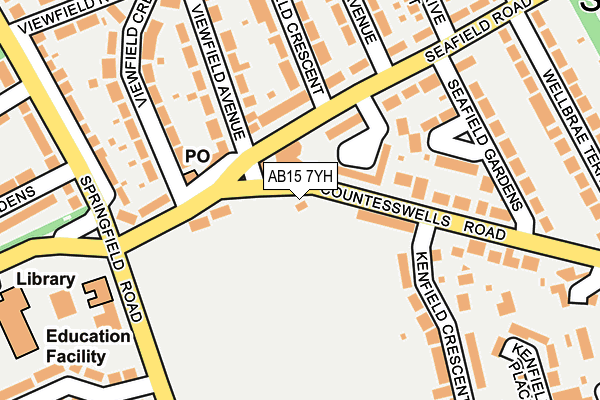 AB15 7YH map - OS OpenMap – Local (Ordnance Survey)