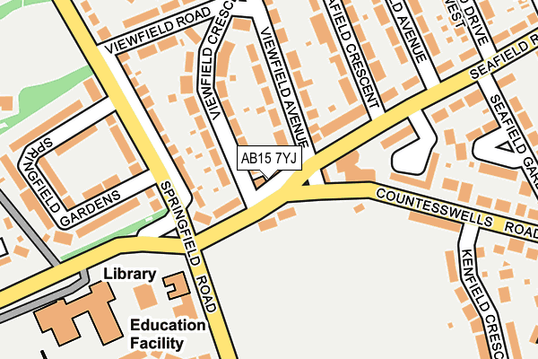 AB15 7YJ map - OS OpenMap – Local (Ordnance Survey)