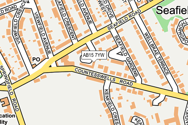 AB15 7YW map - OS OpenMap – Local (Ordnance Survey)