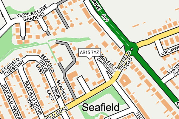 AB15 7YZ map - OS OpenMap – Local (Ordnance Survey)