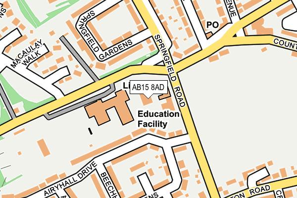 AB15 8AD map - OS OpenMap – Local (Ordnance Survey)