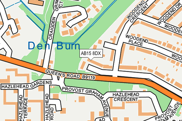 AB15 8DX map - OS OpenMap – Local (Ordnance Survey)