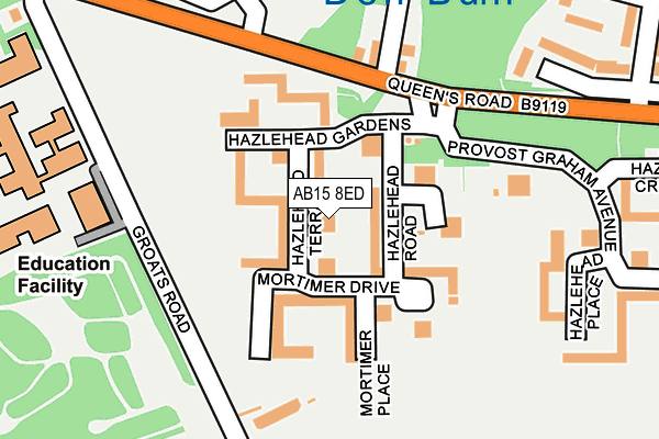 AB15 8ED map - OS OpenMap – Local (Ordnance Survey)