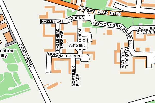 AB15 8EL map - OS OpenMap – Local (Ordnance Survey)