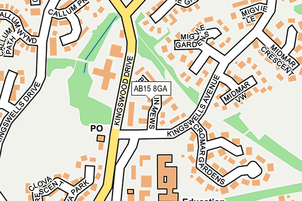 AB15 8GA map - OS OpenMap – Local (Ordnance Survey)