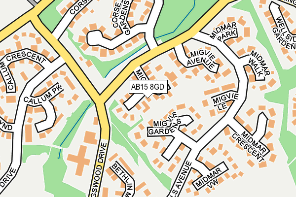 AB15 8GD map - OS OpenMap – Local (Ordnance Survey)