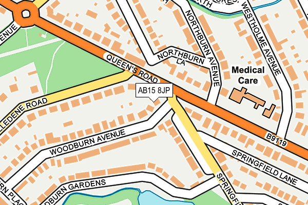 AB15 8JP map - OS OpenMap – Local (Ordnance Survey)