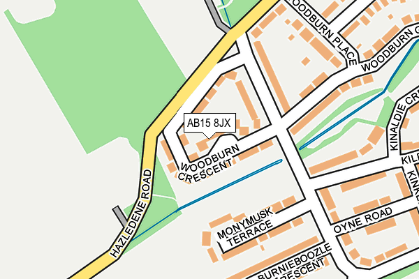 AB15 8JX map - OS OpenMap – Local (Ordnance Survey)
